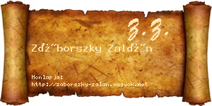 Záborszky Zalán névjegykártya